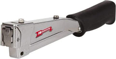 Arrow - Manual Hammer Tacker - 1/4, 5/16, 3/8" Staples, 82 Lb Capacity, Chrome & Black, Chrome Plated Steel - Exact Industrial Supply