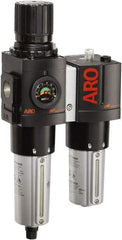 ARO/Ingersoll-Rand - 1" NPT Port Heavy Duty 2 Piece Filter/Regulator-Lubricator FRL Unit - Metal Bowl, 208 SCFM, 250 Max psi, 13.8" High x 7.323" Long, Automatic Drain - Exact Industrial Supply