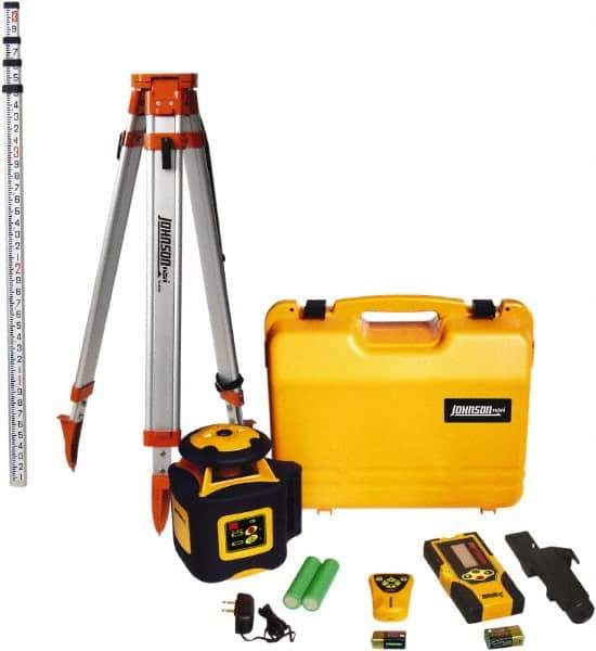 Johnson Level & Tool - 2,000' (Exterior) Measuring Range, 1/16" at 100' Accuracy, Self-Leveling Rotary Laser - 700 RPM, 1 Beam, NiMH Battery Included - Exact Industrial Supply