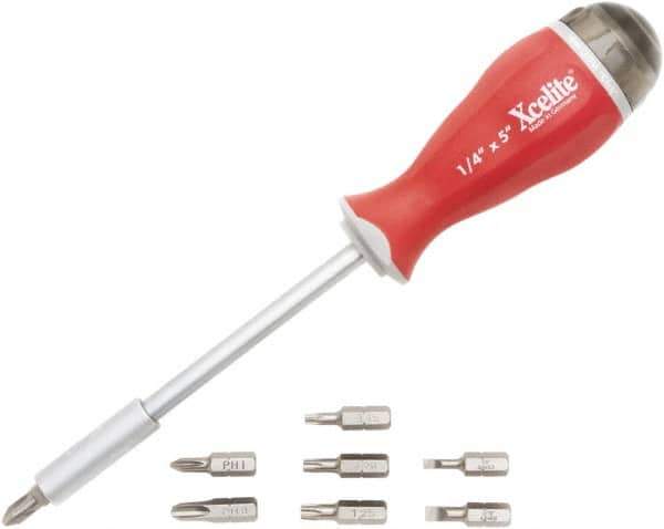 Xcelite - 8-in-1 Bit Screwdriver - Slotted, Phillips, Torx, Ergonomic - Exact Industrial Supply