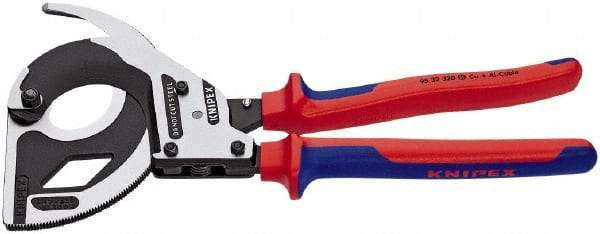 Knipex - 12-1/4" OAL, 24 AWG Capacity, Cable Cutter Pliers - Ratchet Head, Comfort Grip Handles, with Spring - Exact Industrial Supply