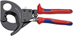 Knipex - 11" OAL, 24 AWG Capacity, Cable Cutter Pliers - Ratchet Head, Comfort Grip Handles, with Spring - Exact Industrial Supply