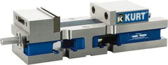 Kurt - 4" Jaw Width, 6" Jaw Opening Capacity, Horizontal Stationary Machine Vise - Reverse Manual Operation, 7,500 Lb Capacity, 1 Station, 13.985" Long x 3.4900" High x 1-15/64" Deep, 1.235" Jaw Height, Ductile Iron - Exact Industrial Supply