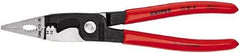 Knipex - 12 AWG to 14 AWG Stripping, 20 AWG Crimping, 19/32" Cutting Capacity Wire Stripper/Crimper - 8" OAL, Plastic Dipped Handle - Exact Industrial Supply