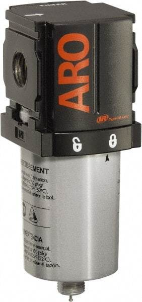 ARO/Ingersoll-Rand - 1/4" Port Coalescing Filter - Metal Bowl, Manual Drain, 250 Max psi, 0.3 Micron Rating, 1.575" Long x 1.811" Wide x 4.303" High - Exact Industrial Supply