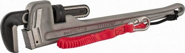 Proto - 24" Aluminum Tethered Straight Pipe Wrench - 4" Pipe Capacity - Exact Industrial Supply