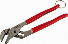 Proto - 10" OAL, 1-19/32" Jaw Width, 6 Position Tethered Tongue & Groove Pliers - V-Jaws, Vinyl Handles - Exact Industrial Supply
