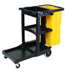 Cleaning Cart w/zipper Red yellow vinyl bag (20.8 gal capacity) Non-marking 8" wheels and 4" casters - Exact Industrial Supply