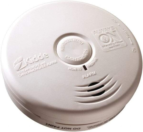Kidde - 1.6 Inch Long x 5.22 Inch Wide x 5.22 Inch Diameter, Smoke and Carbon Monoxide Alarm - 85 dB Decibel Rating, Lithium Battery Included, Tamper Resistant - Exact Industrial Supply