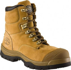 OLIVER - Men's Size 7.5 Medium Width Steel Work Boot - Wheat, Leather Upper, Rubber Outsole, 6" High, Non-Slip - Exact Industrial Supply