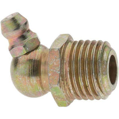 Value Collection - 65° Head Angle, 1/4-18 Standard Grease Fitting - Zinc Plated Finish - Exact Industrial Supply