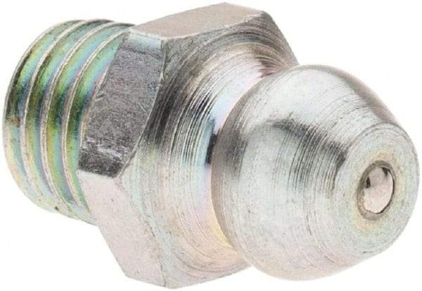 Value Collection - Straight Head Angle, 1/4-28 Taper Thread Grease Fitting - Zinc Plated Finish - Exact Industrial Supply