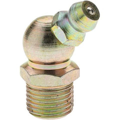 Value Collection - 45° Head Angle, 1/8-27 Standard Grease Fitting - Zinc Plated Finish - Exact Industrial Supply