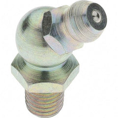 Value Collection - 45° Head Angle, 1/4-28 Taper Thread Grease Fitting - Zinc Plated Finish - Exact Industrial Supply