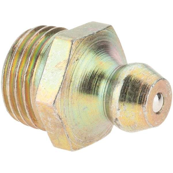 Value Collection - Straight Head Angle, 1/8-27 Standard Grease Fitting - Zinc Plated Finish - Exact Industrial Supply