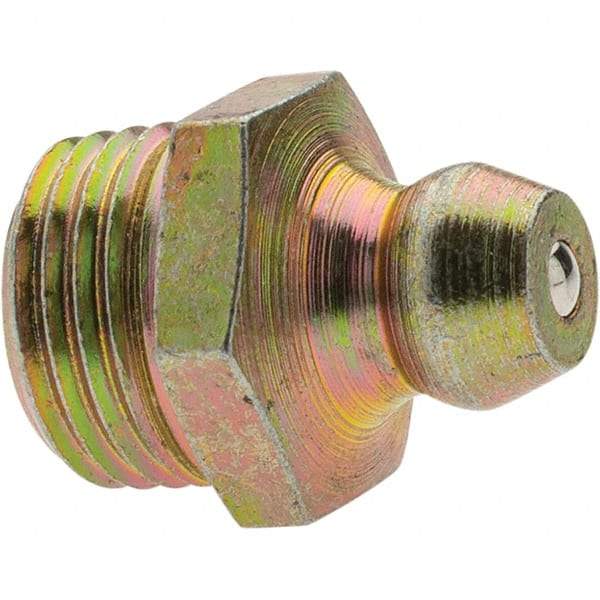 Value Collection - Straight Head Angle, 1/8-27 Taper Thread Grease Fitting - Zinc Plated Finish - Exact Industrial Supply