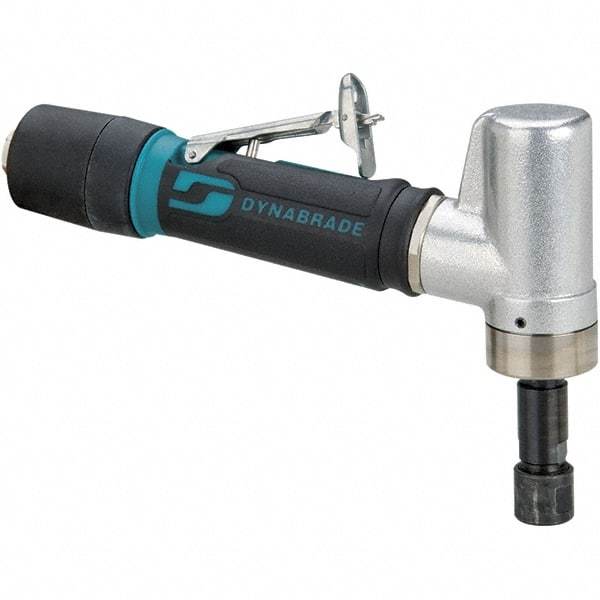 Dynabrade - 1/4" Collet, Angle Handle, Air Angle Die Grinder - 5,000 RPM, Rear Exhaust, 26 CFM, 0.4 hp, 90 psi, 1/4 NPT Inlet - Exact Industrial Supply