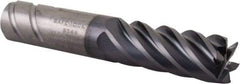 Kennametal - 1/2", 1-1/4" LOC, 1/2" Shank Diam, 3" OAL, 6 Flute, Solid Carbide Square End Mill - Single End, AlTiN Finish, Spiral Flute, 38° Helix, Centercutting, Right Hand Cut, Right Hand Flute, Series UJDE - Exact Industrial Supply