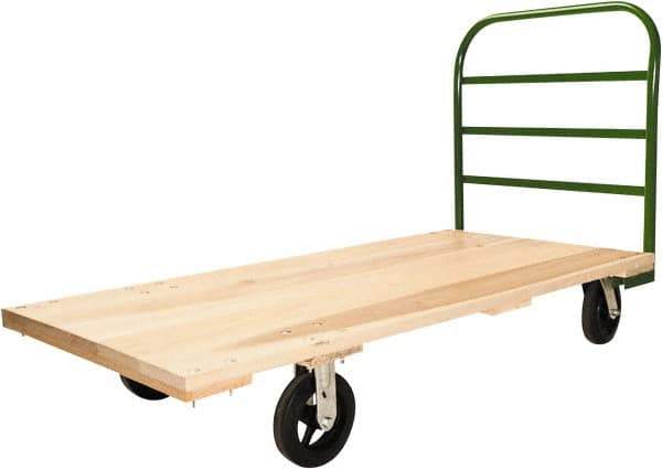 Fairbanks - 1,600 Lb Capacity Hardwood/Steel Platform Truck - Hardwood Deck, 24" OAW, 48" Platform Length, Mold On Rubber Casters - Exact Industrial Supply