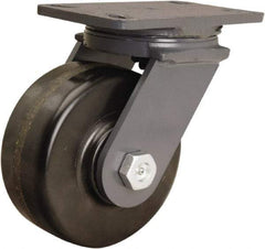 Hamilton - 6" Diam x 2-1/2" Wide x 7-3/4" OAH Top Plate Mount Swivel Caster - Phenolic, 1,800 Lb Capacity, Tapered Roller Bearing, 4-1/2 x 6-1/2" Plate - Exact Industrial Supply