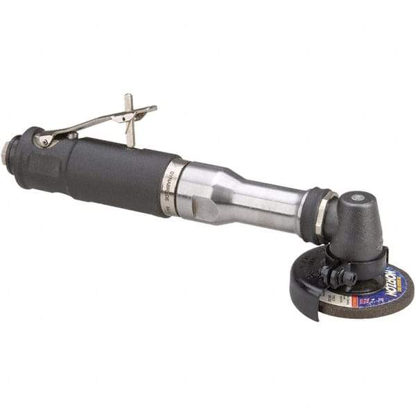 Dynabrade - 3" Wheel Diam, 18,000 RPM, Pneumatic Angle & Disc Grinder - 3/8-24 Spindle, 41 CFM, Rear Exhaust - Exact Industrial Supply