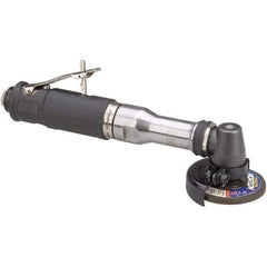 Dynabrade - 3" Wheel Diam, 18,000 RPM, Pneumatic Angle & Disc Grinder - 3/8-24 Spindle, 41 CFM, Rear Exhaust - Exact Industrial Supply
