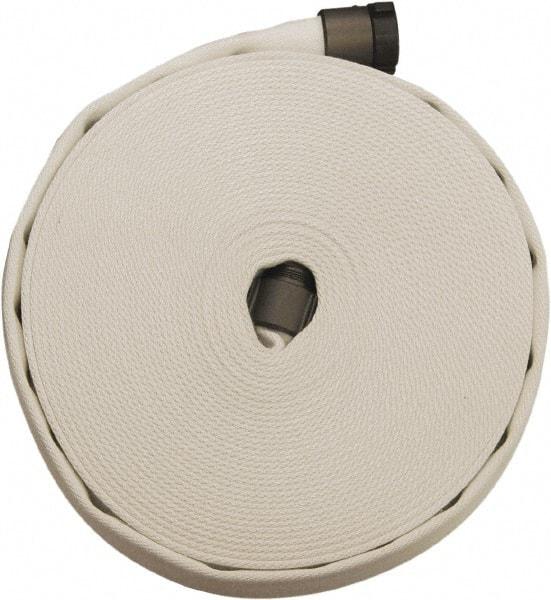 Dixon Valve & Coupling - 3" ID, 135 Working psi, White Polyester/Rubber Fire Hose, Single Jacket - Male x Female NPSH Ends, 50' Long, 405 Burst psi - Exact Industrial Supply