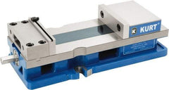 Kurt - 6" Jaw Width, 9" Jaw Opening Capacity, Horizontal Stationary Machine Vise - Reverse Manual Operation, 1 Station, 18.385" Long x 4.86" High x 1-47/64" Deep, 1.735" Jaw Height, 12,600 Lb Max Clamp Force, Ductile Iron - Exact Industrial Supply