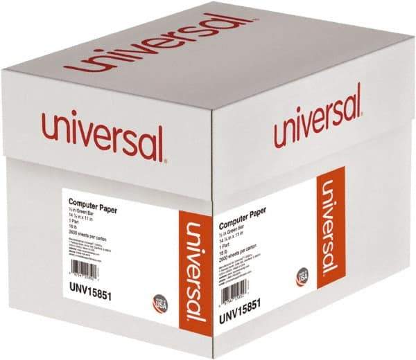 UNIVERSAL - 14-7/8" x 11" White & Green Computer Paper - Use with Tractor-Feed Printers - Exact Industrial Supply
