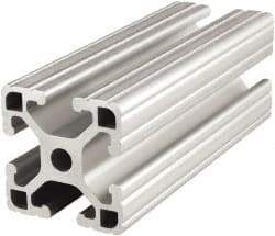 80/20 Inc. - 48 Inches Long x 1-1/2 Inches Wide x 1-1/2 Inches High, T Slotted Aluminum Extrusion - 0.8986 Square Inches, Clear Anodized Finish - Exact Industrial Supply