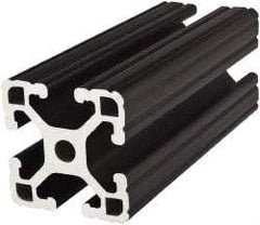 80/20 Inc. - 72 Inches Long x 1-1/2 Inches Wide x 1-1/2 Inches High, T Slotted Aluminum Extrusion - 0.8986 Square Inches, Black Anodized Finish - Exact Industrial Supply