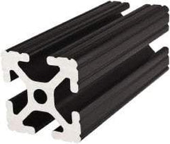 80/20 Inc. - 72 Inches Long x 1-1/2 Inches Wide x 1-1/2 Inches High, T Slotted Aluminum Extrusion - 1.154 Square Inches, Black Anodized Finish - Exact Industrial Supply