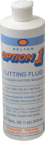 Relton - Option1, 1 Pt Bottle Cutting Fluid - Water Soluble, For Cleaning, Machining - Exact Industrial Supply