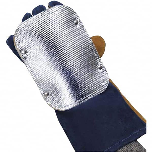 Glove Pad Unlined, 7-1/2″ Long, Aluminized Fiberglass, Silver/Yellow