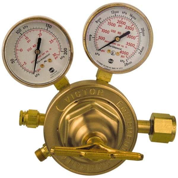 Victor - 580 CGA Inlet Connection, 200 Max psi, Inert gas Welding Regulator - Right Hand Rotation - Exact Industrial Supply
