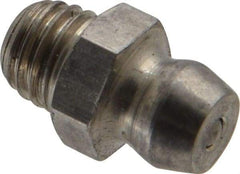 PRO-LUBE - Straight Head Angle, 1/4-28 UNF Stainless Steel Standard Grease Fitting - 5/16" Hex, 13.7mm Overall Height, 4.6mm Shank Length, Zinc Plated Finish - Exact Industrial Supply