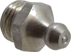 PRO-LUBE - Straight Head Angle, M10x1.0 Metric Stainless Steel Standard Grease Fitting - 11mm Hex - Exact Industrial Supply