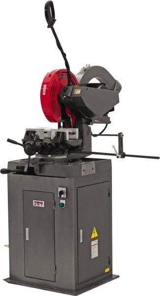 Jet - 2 Cutting Speeds, 14" Blade Diam, Cold Saw - 1,750 & 3,500 RPM Blade Speed, Floor Machine, 3 Phase, Compatible with Non-Ferrous Material - Exact Industrial Supply