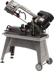 Jet - 5 x 8" Manual Horizontal Bandsaw - 1 Phase, 1/2 hp, 115 Volts, 45° Angle of Vise Rotation, Step Pulley Drive - Exact Industrial Supply