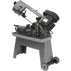 Jet - 7-1/2 x 5" Max Capacity, Manual Geared Head Horizontal Bandsaw - 85, 125 & 200 SFPM Blade Speed, 115/230 Volts, 45°, 0.5 hp, 1 Phase - Exact Industrial Supply
