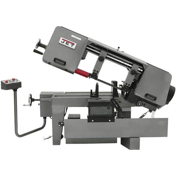 Jet - 10 x 16" Max Capacity, Semi-Automatic Variable Speed Pulley Horizontal Bandsaw - 100 to 350 SFPM Blade Speed, 115/230 Volts, 45°, 1.5 hp, 1 Phase - Exact Industrial Supply