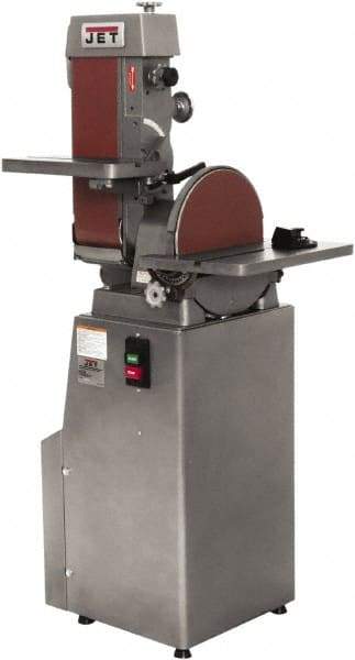 Jet - 48 Inch Long x 6 Inch Wide Belt, 12 Inch Diameter, Vertical Combination Sanding Machine - 2,850 Ft./min Belt Speed, 1-1/2 HP, Single Phase - Exact Industrial Supply