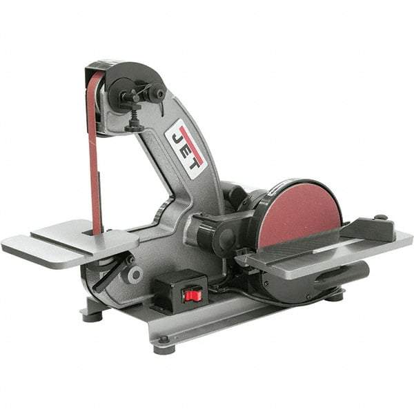 Jet - 42 Inch Long x 1 Inch Wide Belt, 8 Inch Diameter, Vertical Combination Sanding Machine - 3,000 Ft./min Belt Speed, 1/3 HP, Single Phase - Exact Industrial Supply