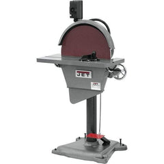 Jet - 20 Inch Diameter, 1,725 RPM, 3 Phase Disc Sanding Machine - 3 HP, 230 Volts, 27-1/2 Inch Long x 10-1/2 Inch Wide, 30 Inch Overall Length x 53 Inch Overall Height - Exact Industrial Supply