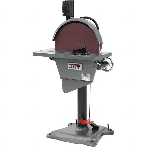 Jet - 20 Inch Diameter, 1,725 RPM, 3 Phase Disc Sanding Machine - 27-1/2 Inch Long x 10-1/2 Inch Wide, 30 Inch Overall Length x 53 Inch Overall Height - Exact Industrial Supply