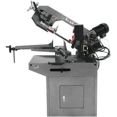 Jet - 8-3/4 x 7" Max Capacity, Manual Geared Head Horizontal Bandsaw - 157 to 314 SFPM Blade Speed, 230 Volts, 45 & 60°, 1.5 hp, 3 Phase - Exact Industrial Supply