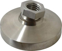 Vlier - 7200 Lb Capacity, 3/4-10 Thread, 1-1/2" OAL, Stainless Steel Stud, Tapped Pivotal Socket Mount Leveling Pad - 3" Base Diam, Stainless Steel Pad, 1-1/16" Hex - Exact Industrial Supply