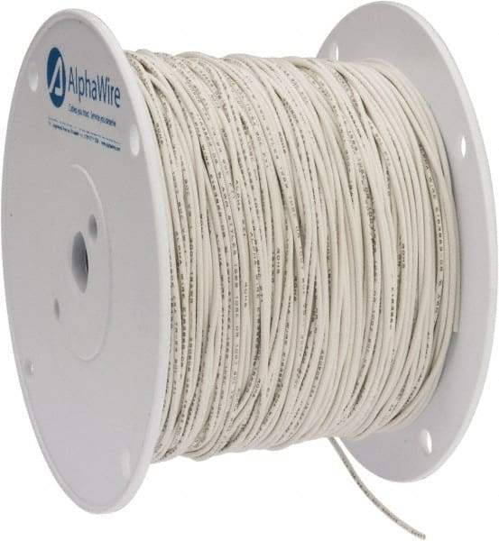 Alpha Wire - 18 AWG, 16 Strand, 305 m OAL, Tinned Copper Hook Up Wire - White PVC Jacket, 0.079" Diam - Exact Industrial Supply