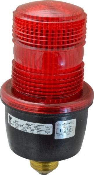Federal Signal Corp - 120 VAC, 4X NEMA Rated, Strobe Tube, Red, Low Profile Mini Strobe Light - 65 to 95 Flashes per min, 3-1/8 Inch Diameter, 6.1 Inch High, IP66 Ingress Rating, Screw Mount - Exact Industrial Supply