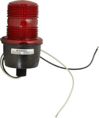Federal Signal Corp - 120 VAC, 4X NEMA Rated, Strobe Tube, Red, Low Profile Mini Strobe Light - 65 to 95 Flashes per min, 1/2 Inch Pipe, 3-1/8 Inch Diameter, 5.8 Inch High, IP66 Ingress Rating, Pipe Mount - Exact Industrial Supply
